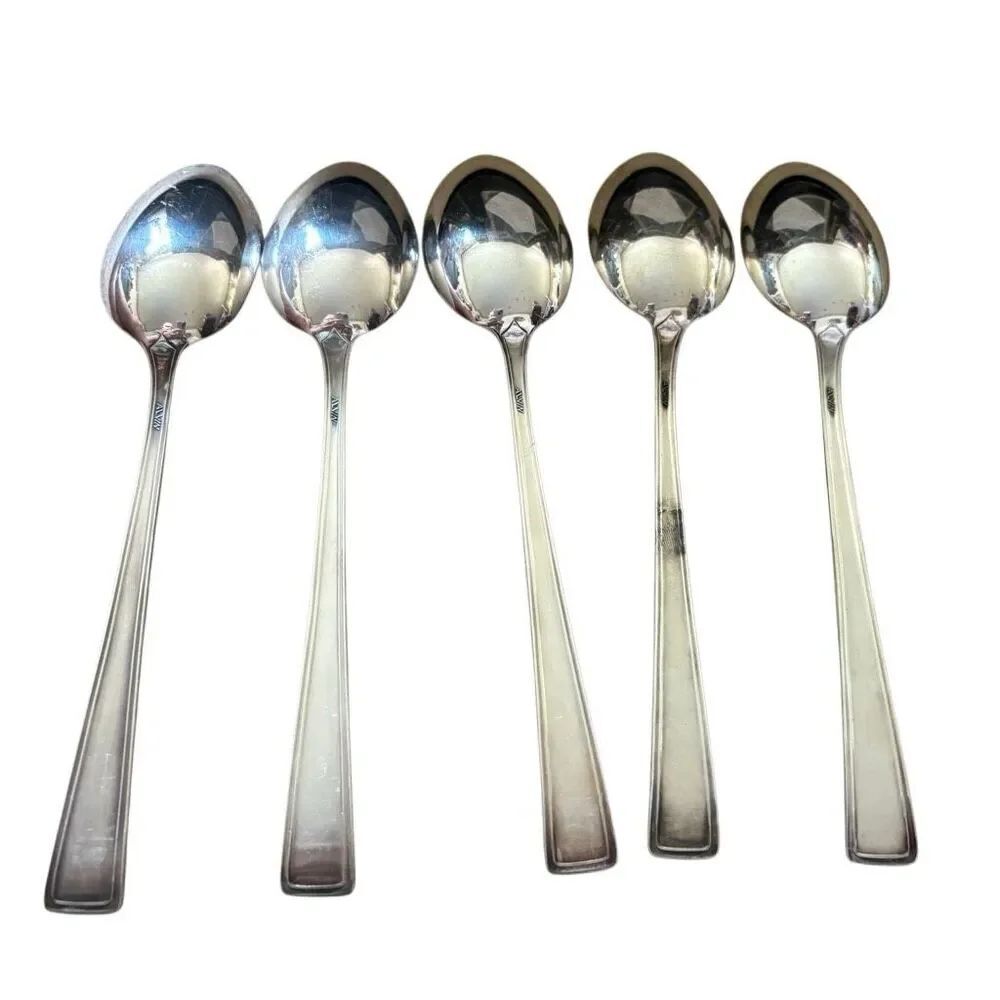 Lot of 5 Vintage Alvin "Classic" Silverplate 8.5" Tablespoons (1920s) - Picture 3 of 5